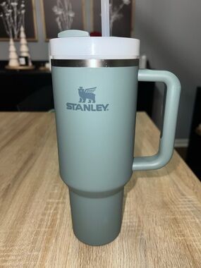 Stanley Sage Green Travel Tumbler with White Lid